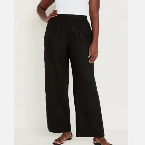 Old Navy High-Waisted Linen-Blend Wide-Leg Pants - Picture 1 of 4